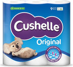 Cushelle Original Toilet Paper Bulk Buy, White 2 ply Toilet Rolls, 9 Count (Pack of 1)