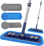 Microfiber Mops for Floor Cleaning - Dust Mop for Hardwood Floors with 55” Adjustable Handle 3 Thickened Washable Pads - Wet Dry Mopping for Pet Hairs Walls Tile Wood Laminate Home Kitchen