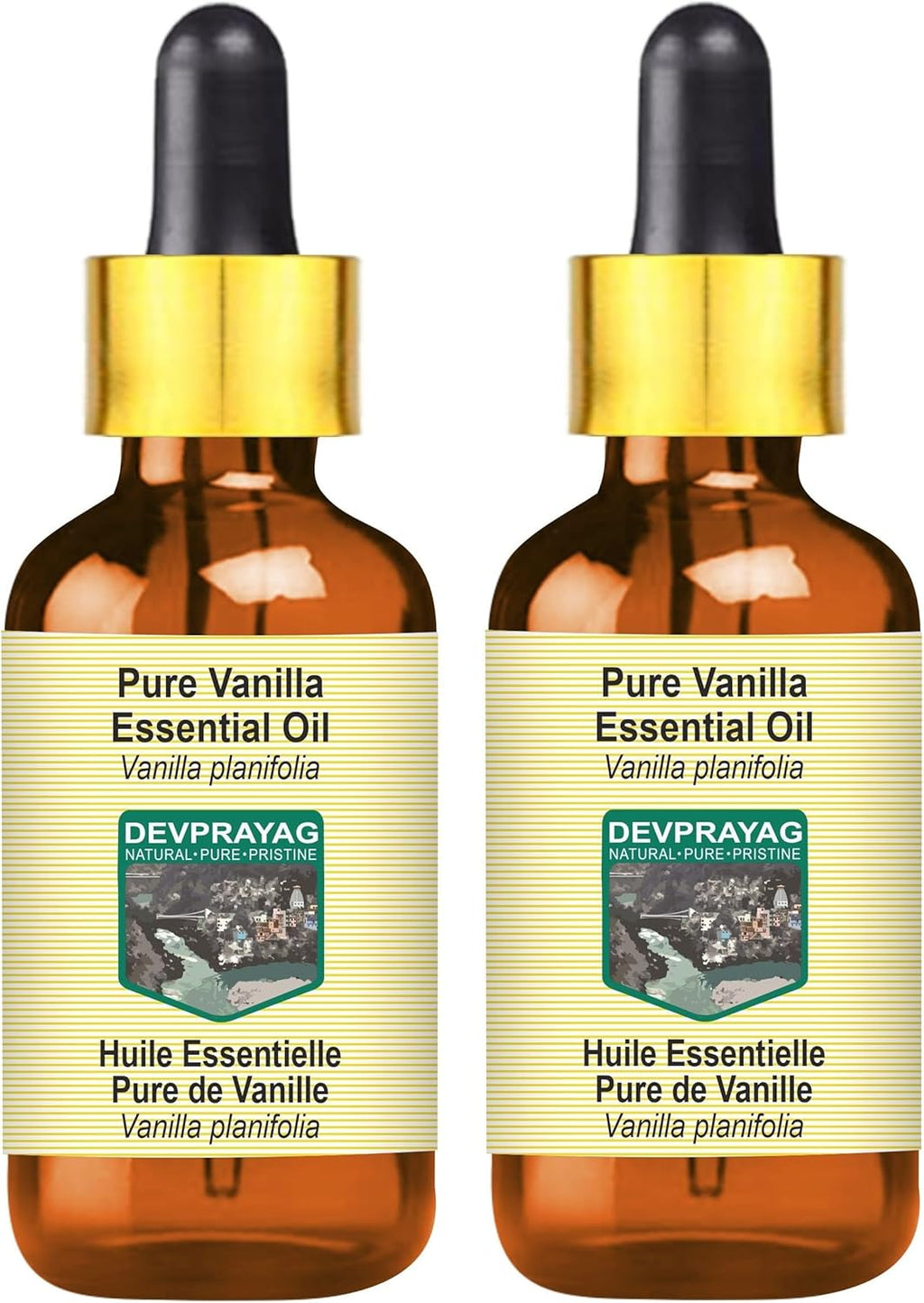Pure Vanilla Essential Oil (Vanilla planifolia) with Glass Dropper Steam Distilled (Pack of Two) 100ml X 2 (6.76 oz)