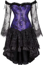 Jutrisujo Corset Top Skirt Set Dress Bustier Lace Long Sleeves Floral Plus Size Costume Halloween Women