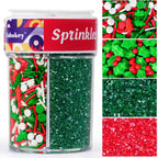 Christmas Sprinkles Mix Holly & Berry - 6.5 oz Holiday Assortment with Red Green White Christmas Tree, Jimmies & Sanding Sugar | Edible Decorations for Baking Xmas Cookies, Cakes, Cupcakes Topper