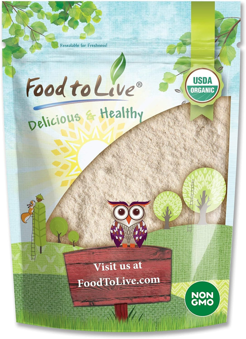 Food to Live Organic White Quinoa Flour, 2 Pounds – Non-GMO, Fine Ground Whole Grain, Vegan, Kosher, Bulk Powder, Perfect for Baking and as Thickener