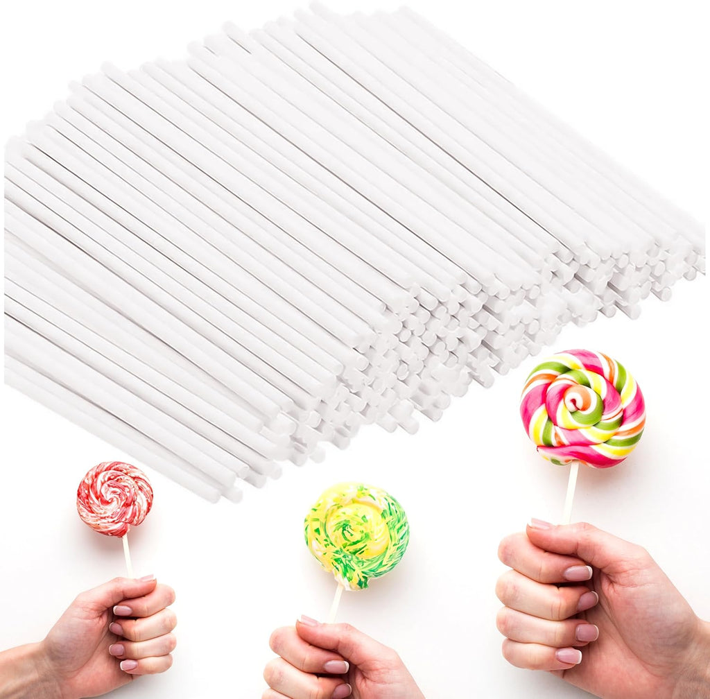 6-Inch White Paper Cake Pop Sticks - Premium 100 Pack | Perfect for Lollipops, Cookies, Chocolate Cake Toppers | Versatile Baking & Crafting Accessory