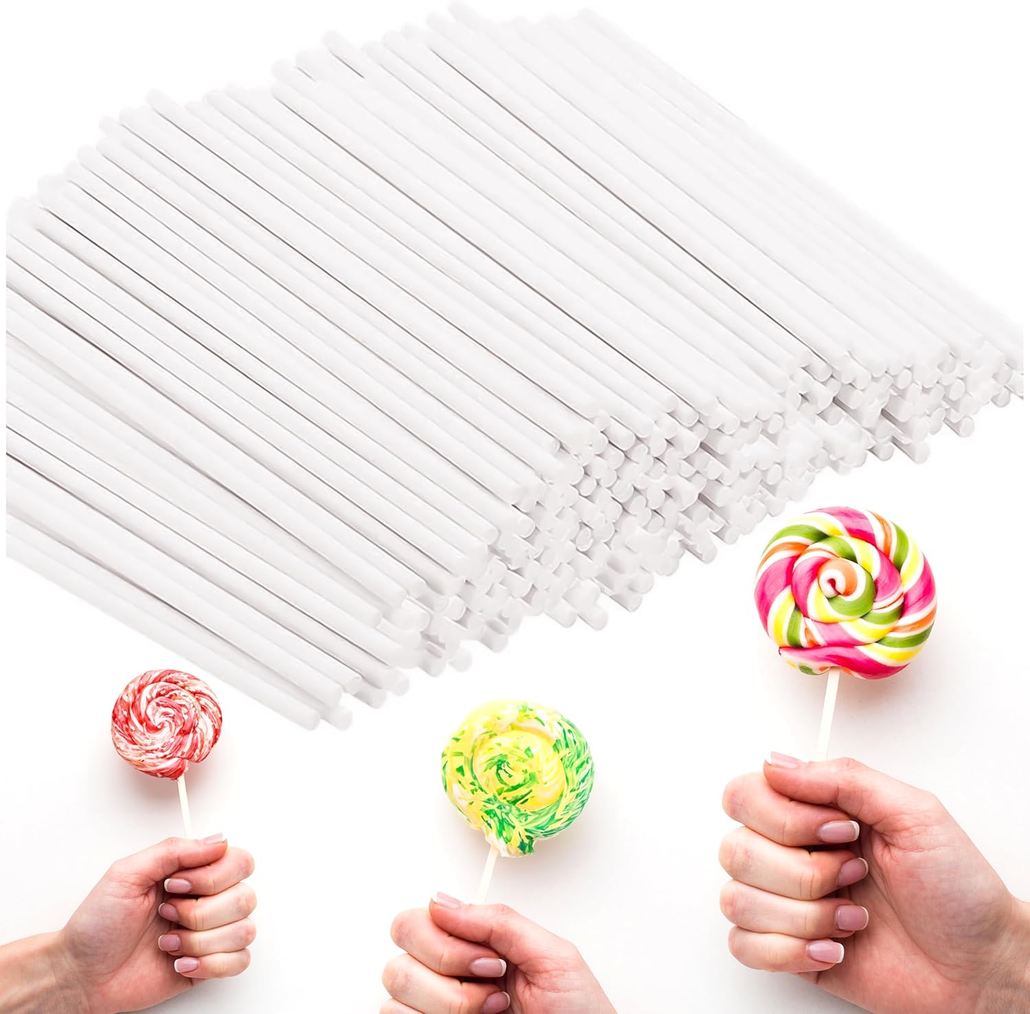 6-Inch White Paper Cake Pop Sticks - Premium 100 Pack | Perfect for Lollipops, Cookies, Chocolate Cake Toppers | Versatile Baking & Crafting Accessory