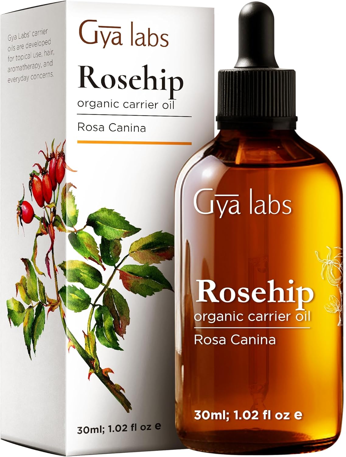 Gya Labs Rosehip Oil - 1 Fl Oz - Carrier Oil for Hair, Skin, Face, Scalp & Body Massage