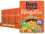 BEN'S ORIGINAL Ready Rice Chicken Flavored Whole Grain Brown Rice, Easy Flavored Rice Dinner Side, 8.8 oz Pouch (Pack of 12)