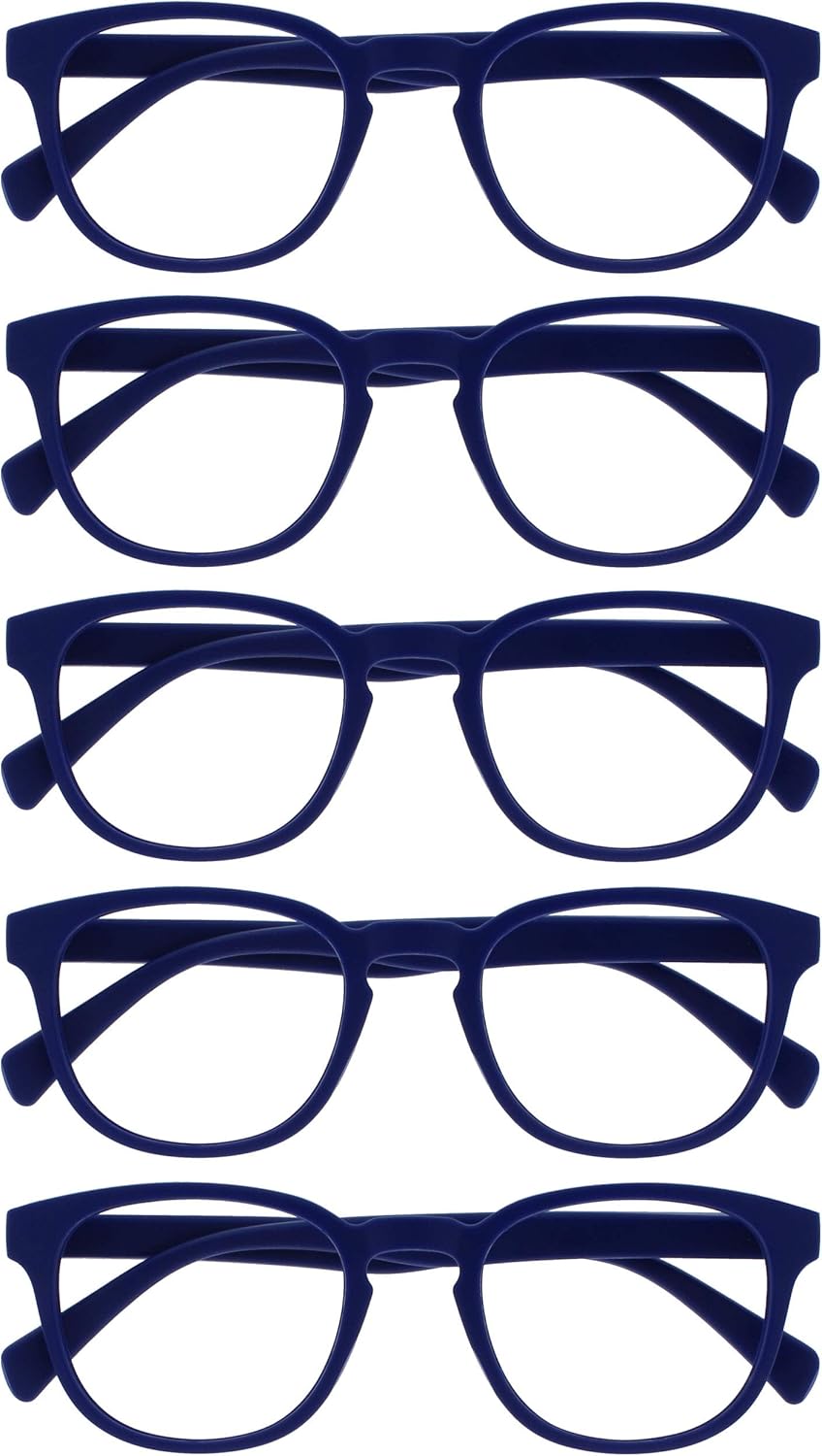 OPULIZE POP Reading Glasses for Women Men,Scratch Resistant Round Matt Frame with Spring Hinges, Blue +2.00 (Pack of 5)