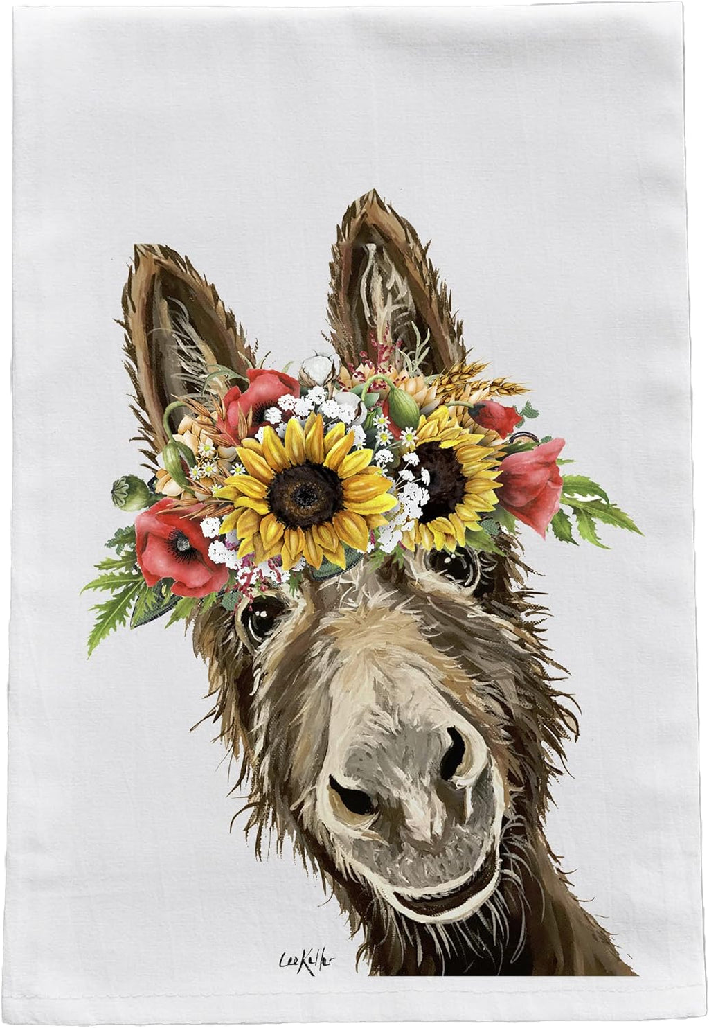 Donkey Gifts for Mom - Donkey Tea Towel - Sunflower Donkey Flour Sack Towel - Sunflower Kitchen Decor - Fall Donkey Decor - Fall Kitchen Decor