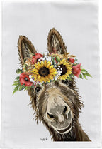 Donkey Gifts for Mom - Donkey Tea Towel - Sunflower Donkey Flour Sack Towel - Sunflower Kitchen Decor - Fall Donkey Decor - Fall Kitchen Decor