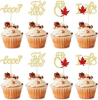 24Pcs Fall in Love Cupcake Toppers Glitter Maple Leaves Love I Do Cupcake Picks Fall Theme Wedding Cake Decorations for Bridal Shower Engagement Thanksgiving Birthday Party Supplies