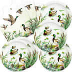 40Pcs One Lucky Duck Birthday Party Decorations,Mallard Duck Hunting or Baby Shower Decorations Plates Napkins,Set for 20 Guests