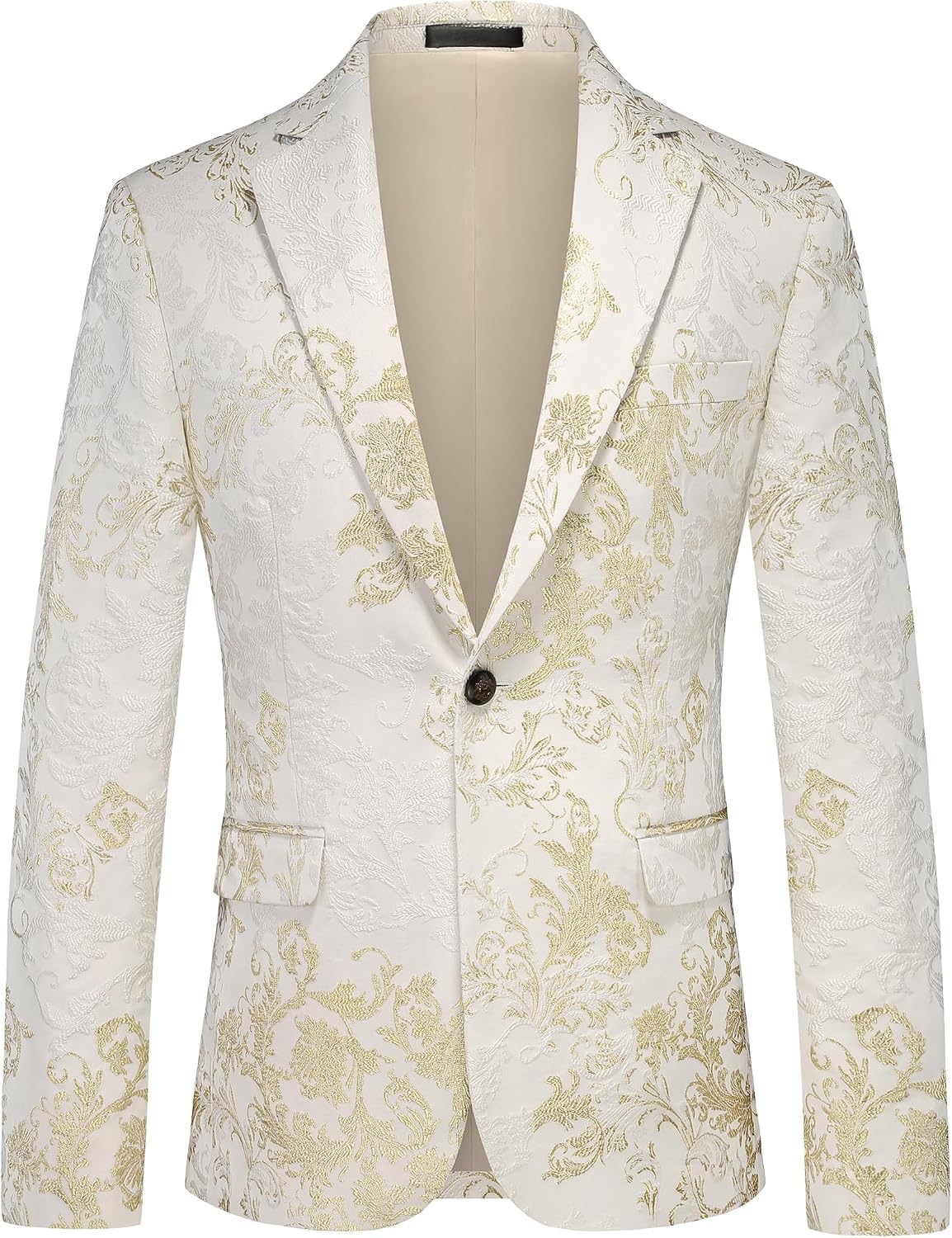 Mens Floral Blazer Slim Fit Sport Coats & Blazers - One Button Paisley Tuxedo Suit Jacket for Wedding, Prom and Party
