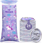 MP MOZZPAK Unicorn Kids Vomit Bags Disposable 24 Pack - Emesis Bags, Leak-Proof Barf Bag, Motion Sickness Relief for Children, Travel Friendly Puke Bag, Throw up Solution for Car, Plane, & Road Trips