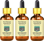 Pure Benzoin Essential Oil (Styrax Benzoin) with Glass Dropper Steam Distilled (Pack of Three) 100ml X 3 (10 oz)
