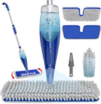 Papclean Spray Mops for Floor Cleaning: Double Sided Dust Mop for Hardwood Wood Tile Floor with Reusable Microfiber Pads - Wet Dry Kitchen Bathroom Cleaning