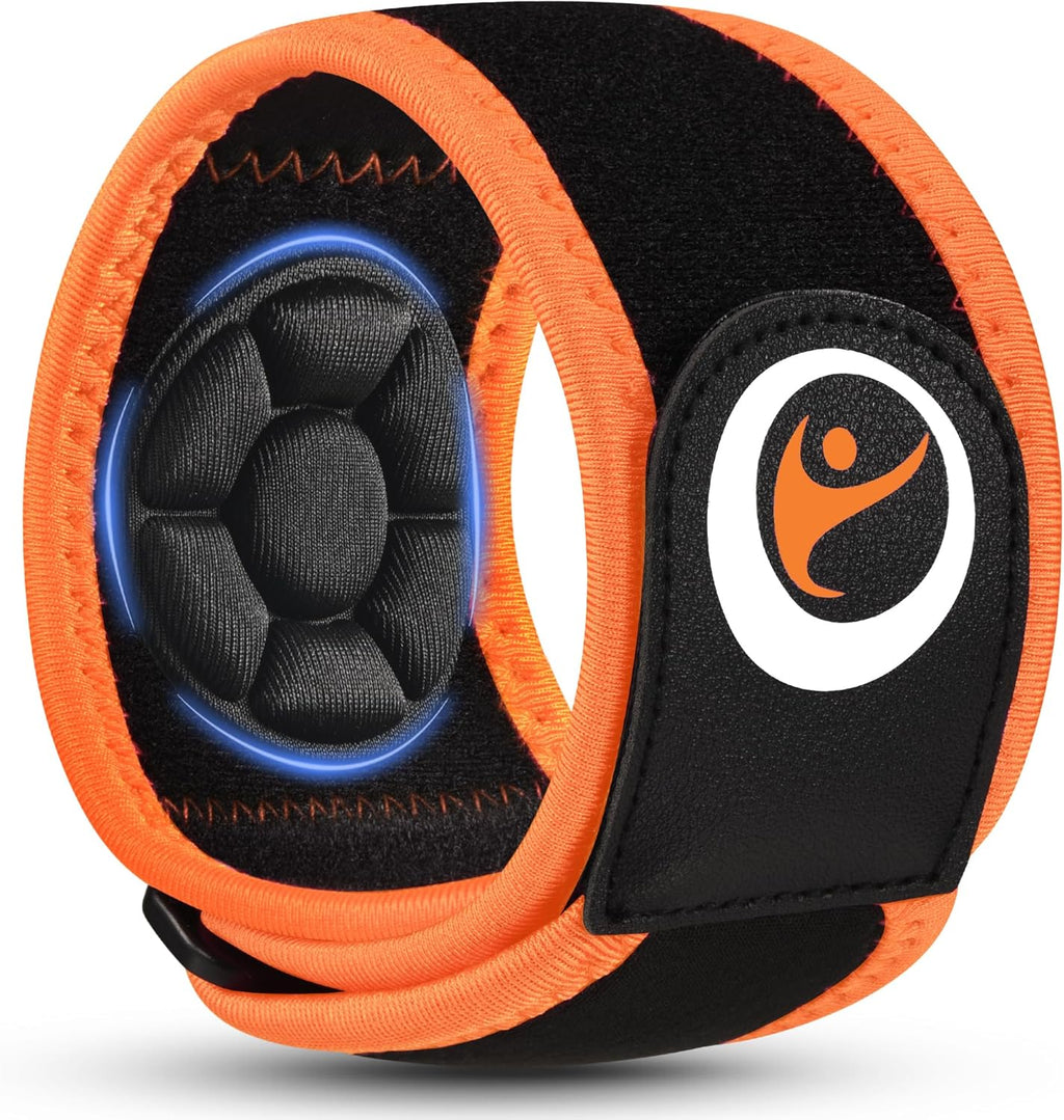 Tennis & Golfer's Elbow Brace for Men & Women with Tendonitis & Elbow Pain Relief - Adjustable Strap & Compression Pads, Arm Forearm Support Band - Orange 1 Pack