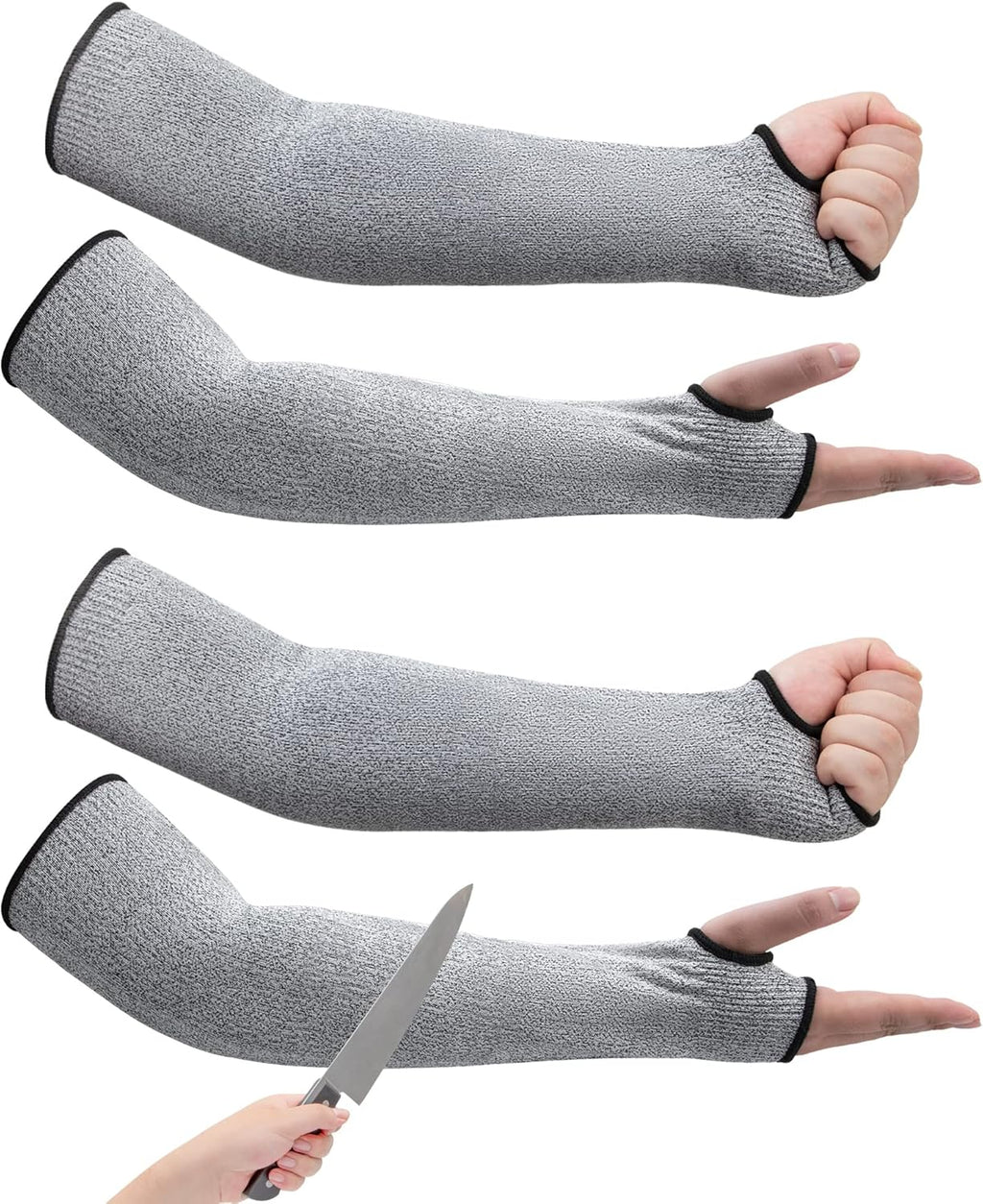 ARCLIBER 2 Pairs Cut Resistant Garden Sleeves Protective Arm Gardening Sleeves for Men & Women with Thumb Hole, 18 inch Arm Guards for Thin Skin, Gardening, Cutting, Pet Grooming
