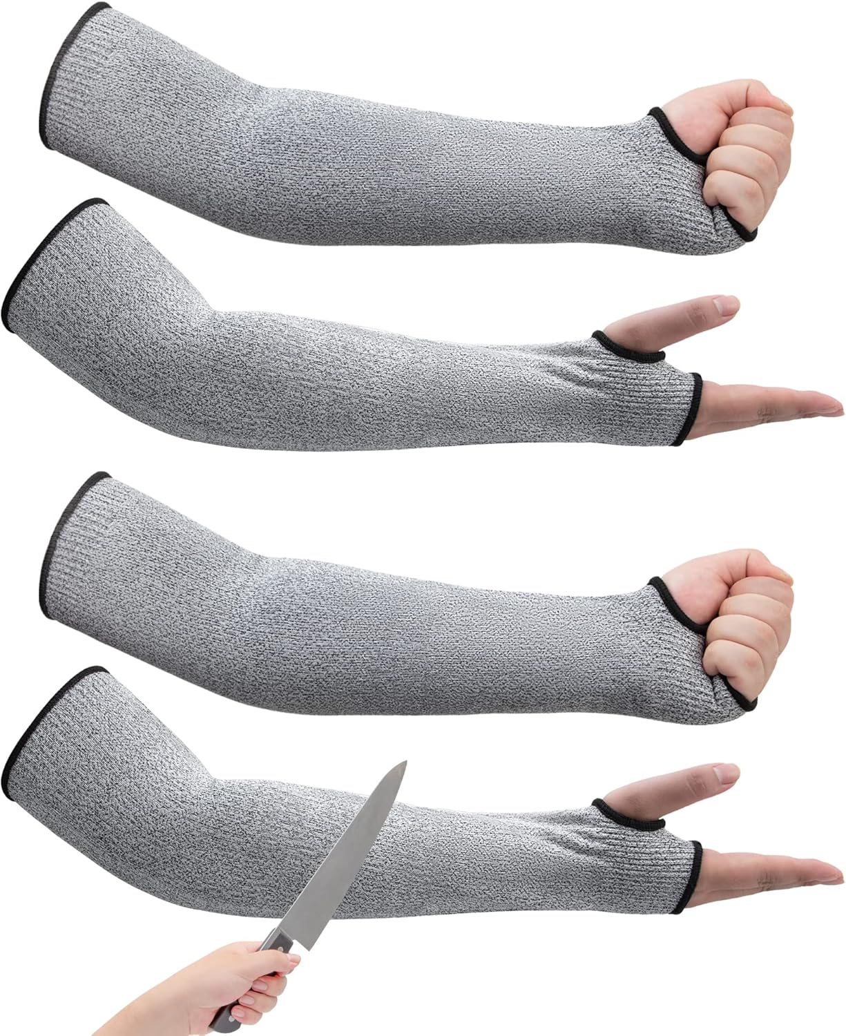 ARCLIBER 2 Pairs Cut Resistant Garden Sleeves Protective Arm Gardening Sleeves for Men & Women with Thumb Hole, 18 inch Arm Guards for Thin Skin, Gardening, Cutting, Pet Grooming