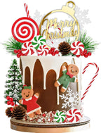 Merry Christmas Cake Topper Gingerbread Man Cake Decorations Candy Cane Pine Needle Snowflake for Christmas Theme New Year