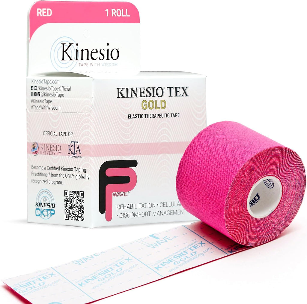 Kinesio Taping - Elastic Therapeutic Athletic Tape Tex Gold FP - Red – 2 in. x 16.4 ft