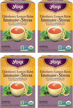 Yogi Tea Elderberry Lemon Stress & Immune Support Tea - 16 Tea Bags, 4 Packs - With Ashwagandha, Lemongrass, Licorice Root & More