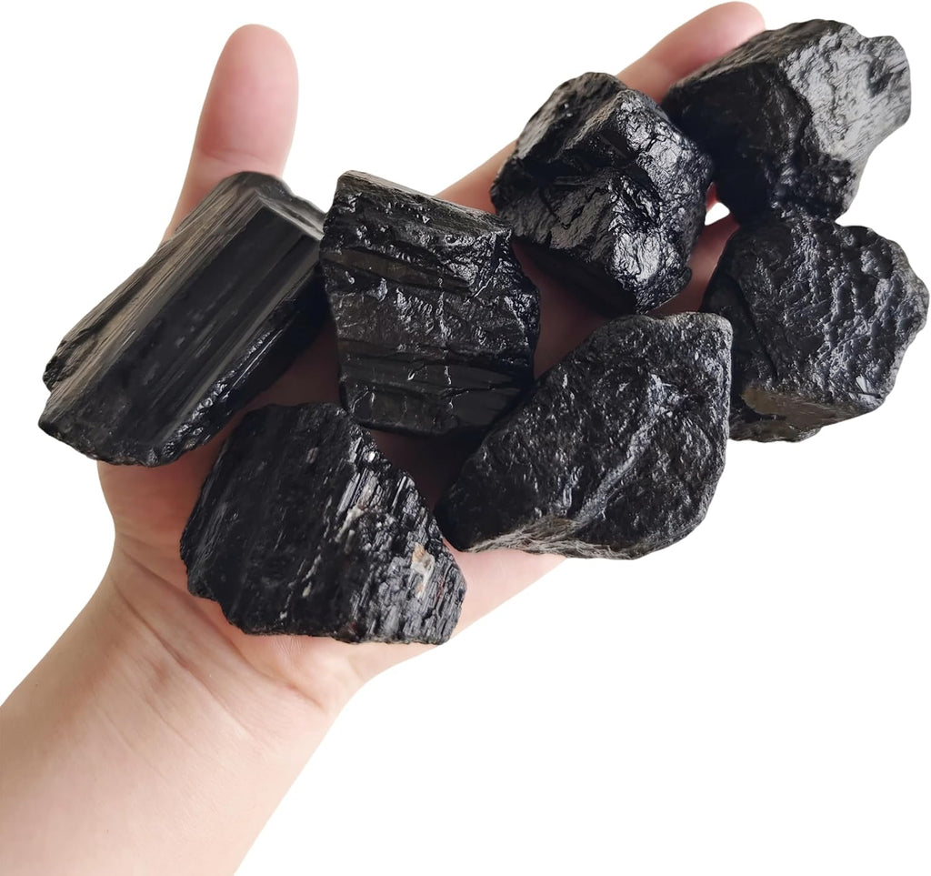 Luckeeper 0.5 lb Black Tourmaline Bulk Raw Crystals and Healing Stones for Tumbling, Wire Wrapping, Wicca Reiki,Meditation