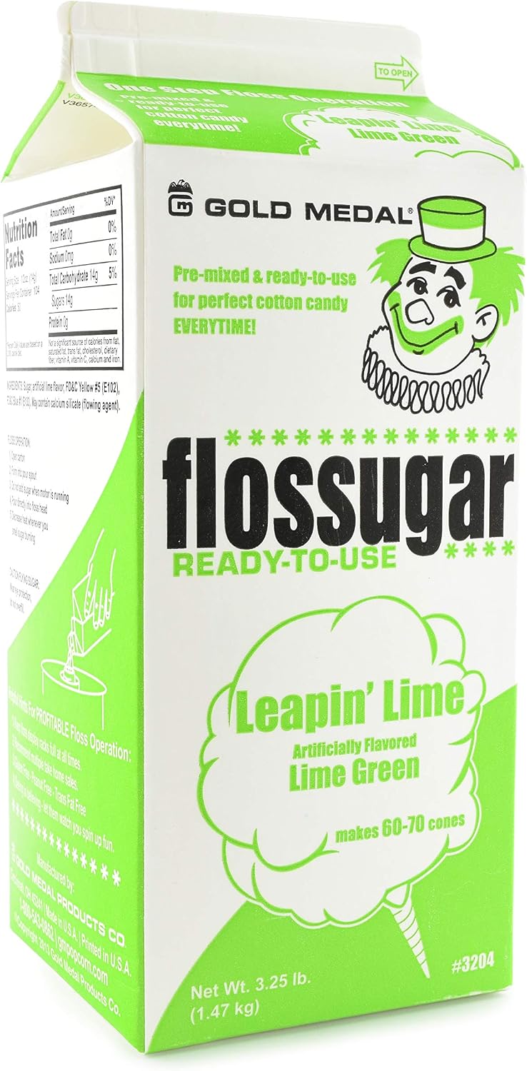 Gold Medal 3204 Lime Flossugar, 3.25 lb Carton