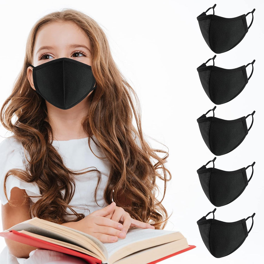 comfso 5Pack (S/XS) Child Kids Cloth Reusable Washable Face Mask Breathable with Adjustable Ear Loop