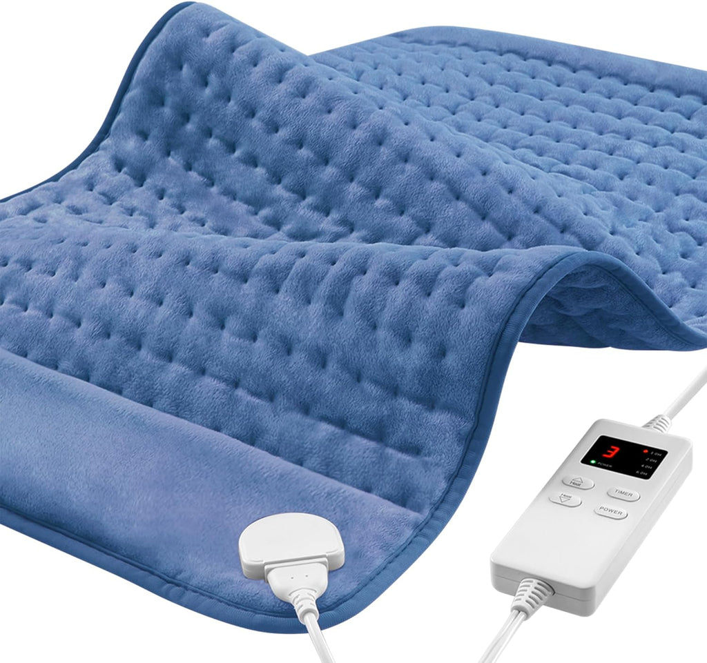 NBKLS Heating Pads for Back Neck Shoulder Pain, Electric Heating Pad Auto Shut Off, Fast Heat, Large Heating Pad Christmas Gift for Women Men, Birthday Gifts for Mom Dad (Blue)