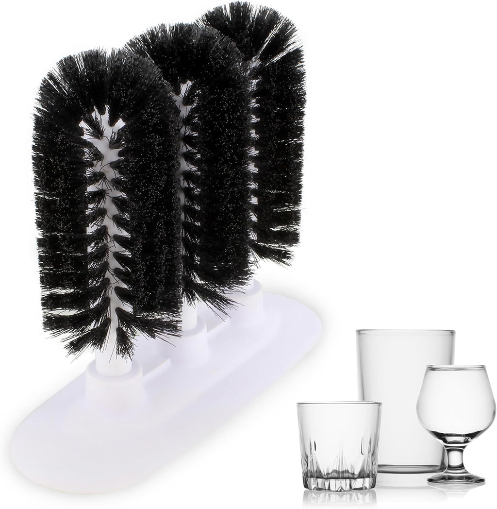 3 Brush Glass Washer Triple Glass Rinser, Cup Washer Brush