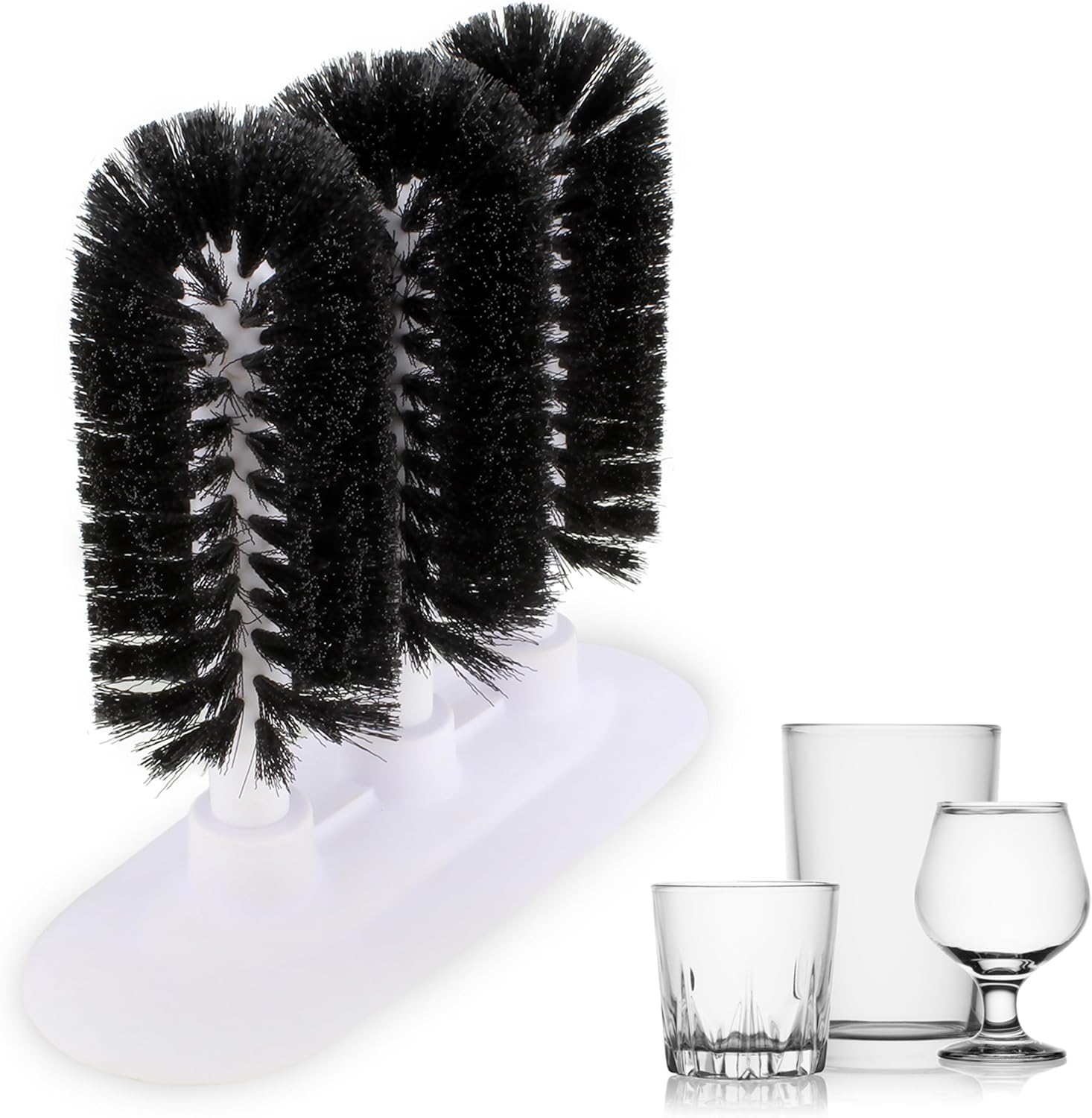 3 Brush Glass Washer Triple Glass Rinser, Cup Washer Brush