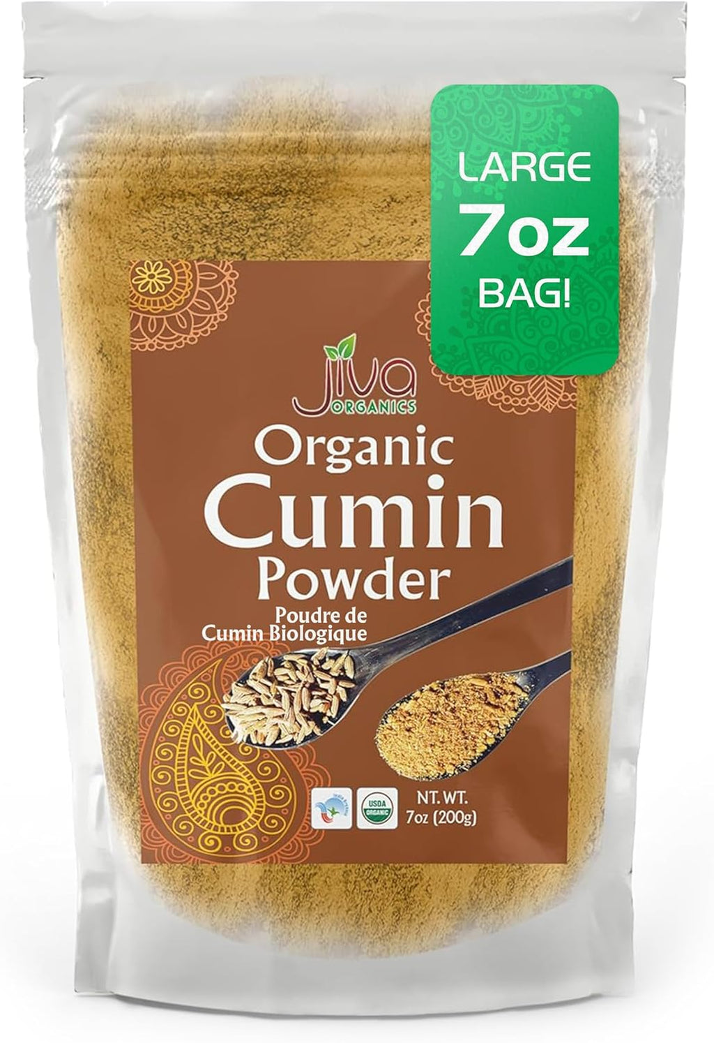 Jiva Organics Organic Ground Cumin Powder 7 ounce - 100% Pure & Non-GMO (Ground Cumin Seeds)