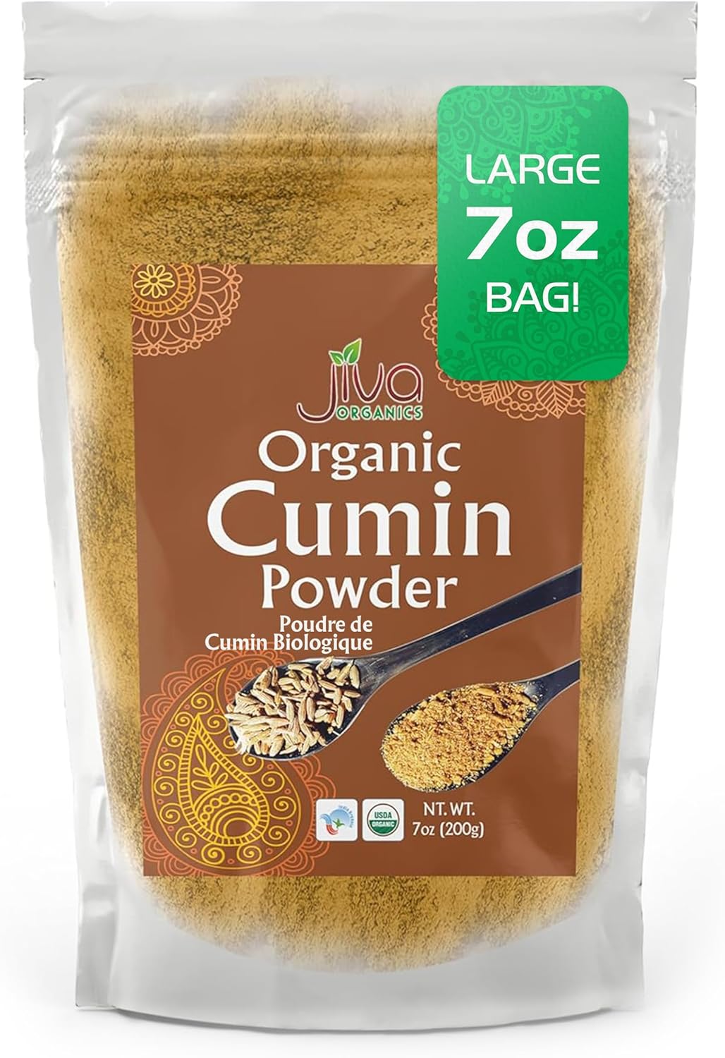 Jiva Organics Organic Ground Cumin Powder 7 ounce - 100% Pure & Non-GMO (Ground Cumin Seeds)