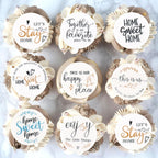 40Pcs Round Edible Greenary Home Sweet Home Cupcake Toppers Our Life Our Story Happy Place Cupcake Picks Housewarming Drink Toppers for Housewarming Party Cupcake Decorations