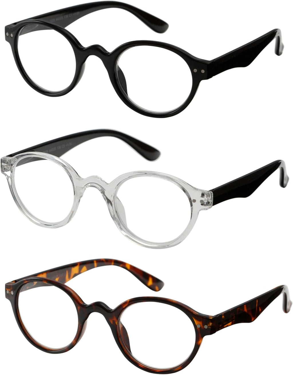 Success Eyewear Reading Glasses 3 Pair Spring Hinge Professor Readers for Men and Women Fashion Glasses for Reading