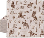 JarThenaAMCS Western Cowboy Paper Napkin Brown Wild West Rodeo Disposable Luncheon Napkins Dessert Dinner Hand Napkin For Birthday Baby Shower, 50Pcs