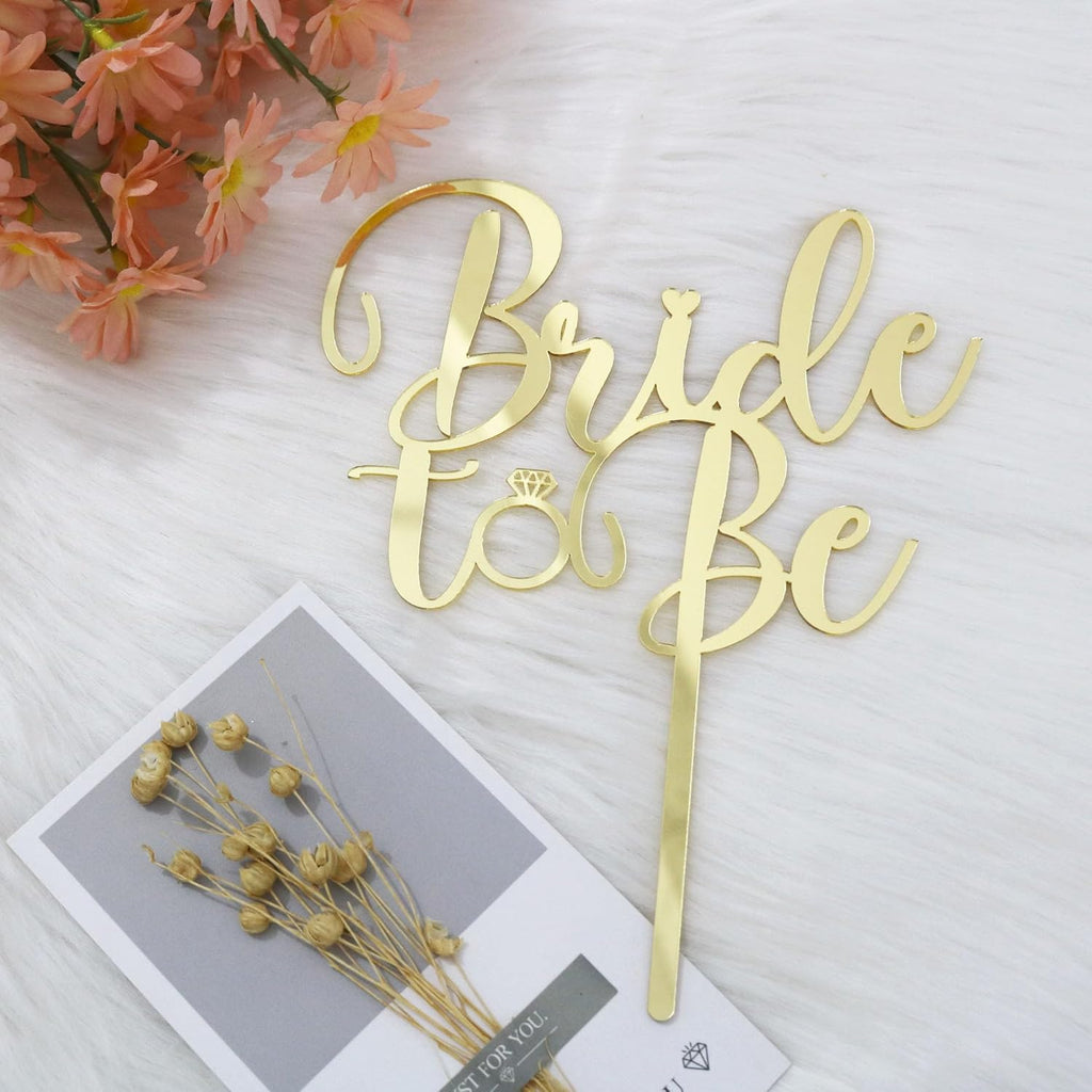 Mirror acrylic Bride to Be Cake Topper - Bridal Shower Cake Topper,for Wedding Shower;Engagement;Bachelorette;Hen Party Decorations (gold)