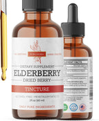 Pura Herba Elderberry Tincture – Organic Elderberry Extract Liquid Drops – Sambucus Herbal Supplement – Immune Support – Elderflower & Elderberry Blend – Alcohol-Free, 2 fl oz