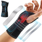 Carpal Tunnel Wrist Brace, Adjustable Night Wrist Support with 3 Metal Splints, Hand Brace for Men Women No Pressure on Thumb, Splint Stabilizer for Work, Arthritis (Right Hand, Blue, Medium)