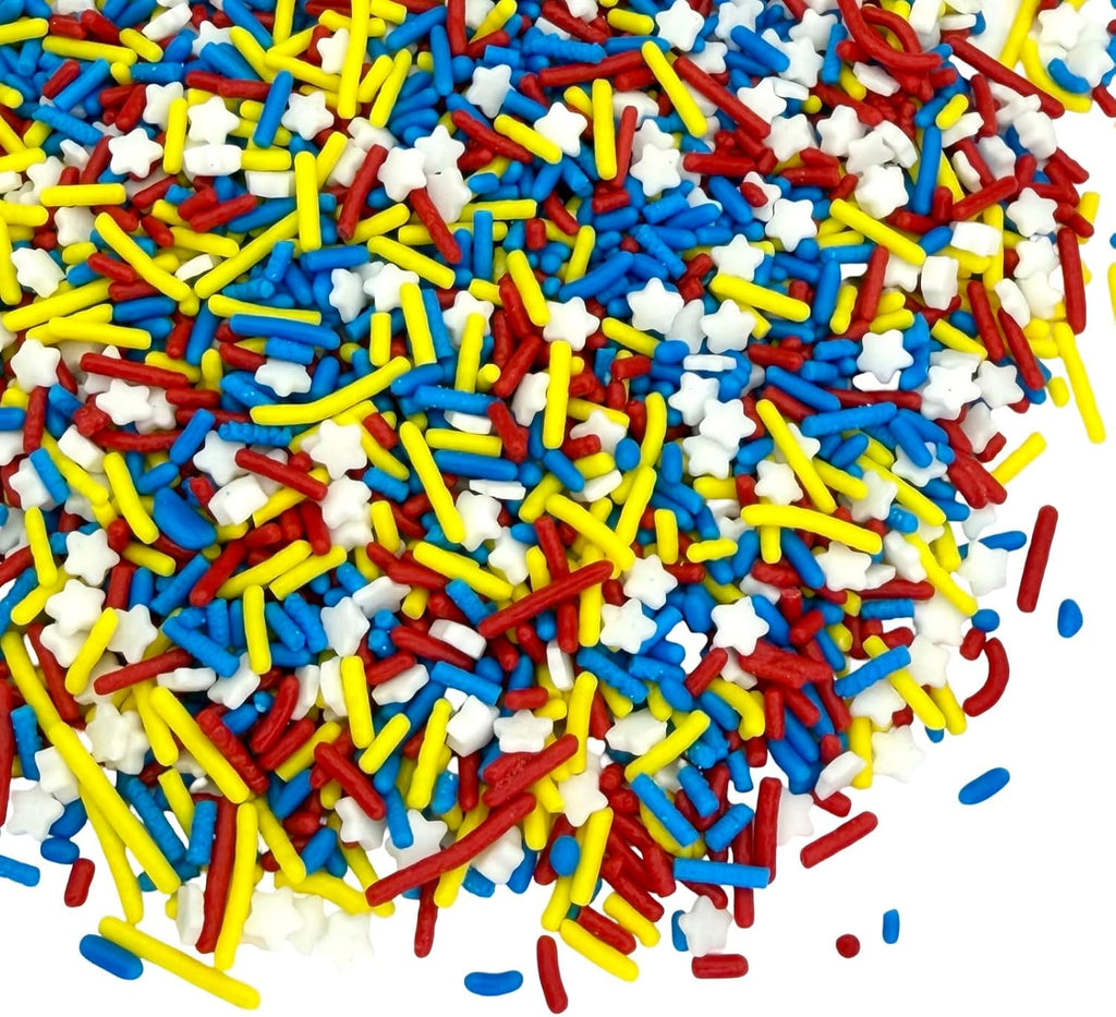 Manvscakes Sprinkles, Blue red and yellow Sprinkles, Super hero Parties, Sprinkle Mix for Cookies, Ice Cream, Cake and Cupcake Decorating