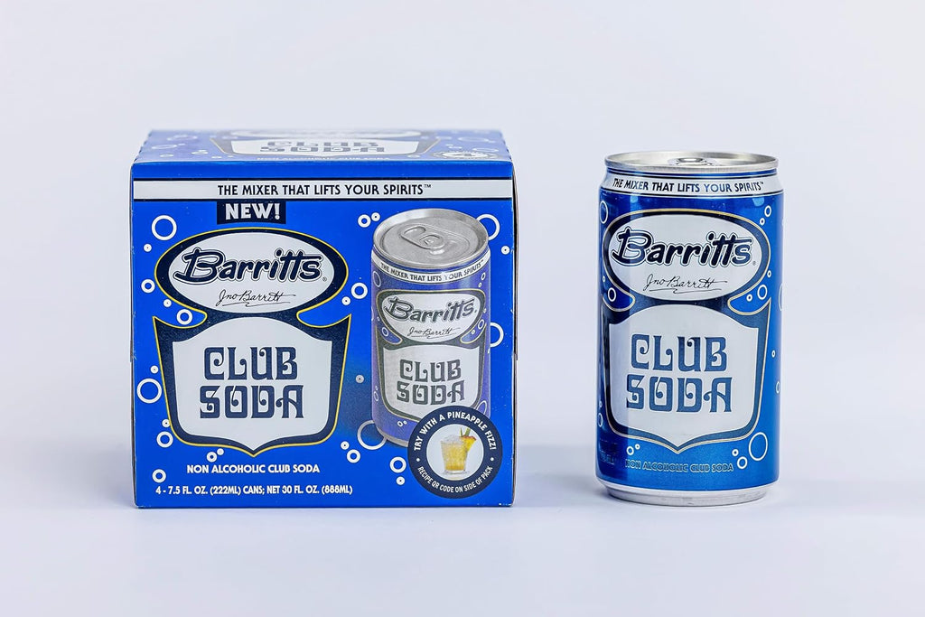 Barritt's Mixers - Club Soda, Non-Alcoholic Soda Cocktail Mixer, 7.5 fl oz Cans, 24 Pack, Mini, 0 Calories, 0 Sugar