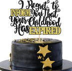 1 PCS Happy 18th Birthday Cake Topper Black Gold Glitter I Regret to Inform You That Your Childhood Has Expired Cake Pick for Funny 18th You are an Adult Birthday Party Cake Decorations Supplies