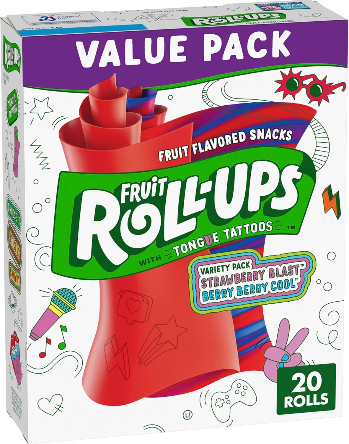 Fruit Roll-Ups Fruit Flavored Snacks, Variety Value Pack, 20 Ct, 10 oz