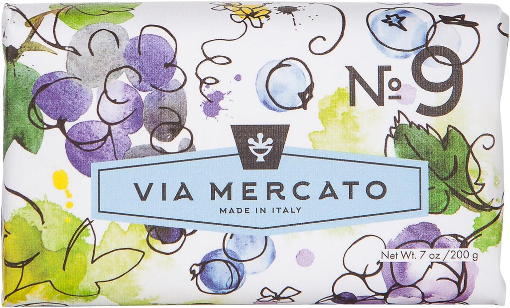 Via Mercato Italian Soap Bar (200 g), No. 9 - Grape, Black Currant & Musk