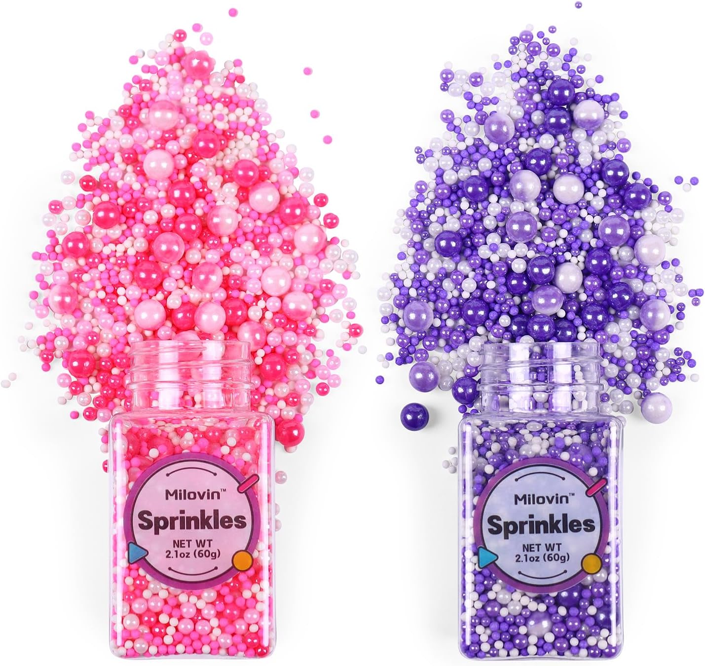 Pink and Purple Sprinkles, Edible Pearls, Pink Pearls, Purple Pearls, Edible Pearls for Cake Decorating, Cupcakes, Cookies, Macaron, Ice Cream Topping(4.23oz/120g)