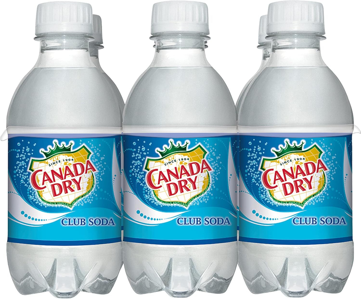 Canada Dry Club Soda, 10 fl oz plastic bottles, 6 pack