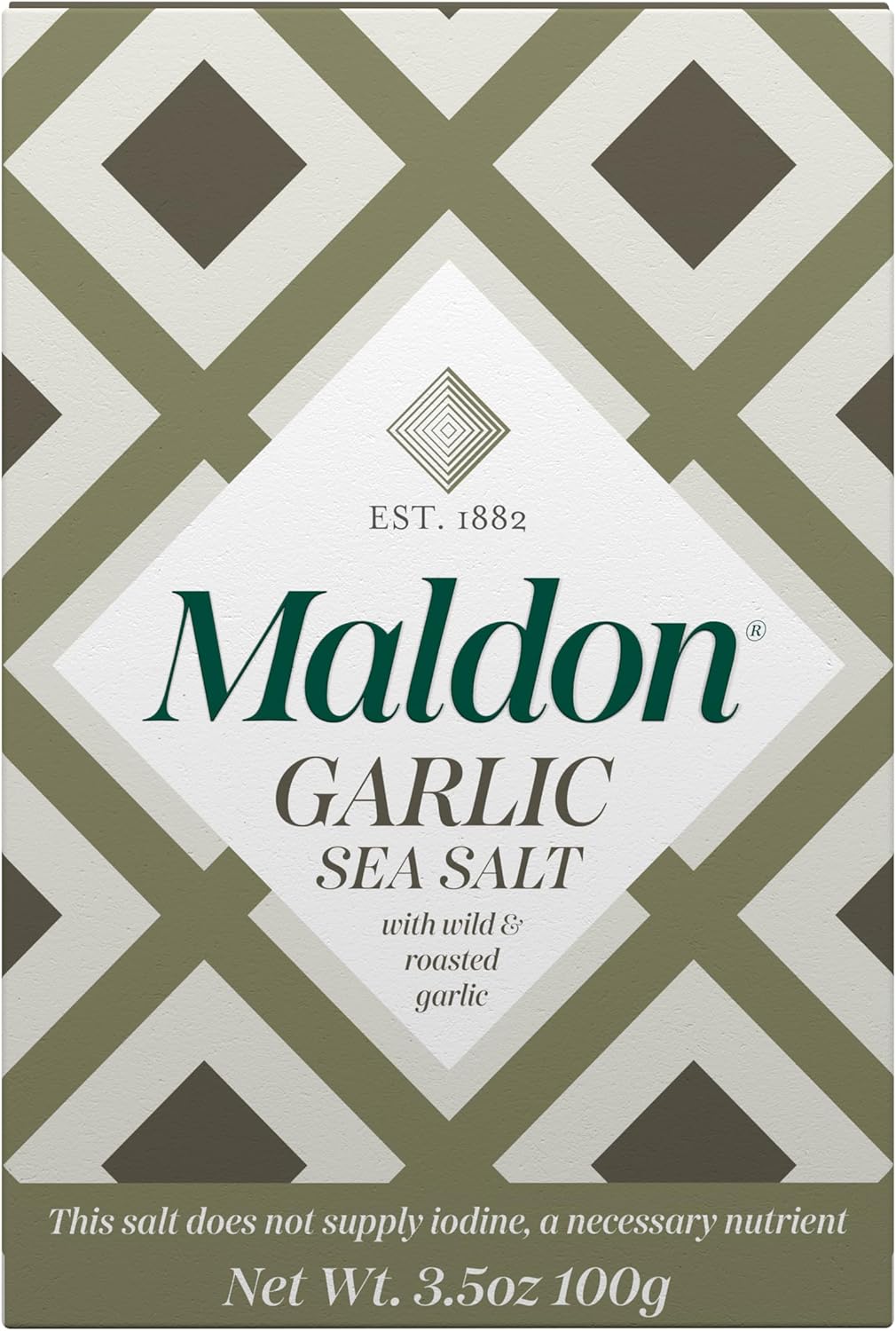 Maldon Garlic Sea Salt Flakes. Hand harvested flakes expertly blended with wild and roasted garlic for a wonderfully fragrant taste.