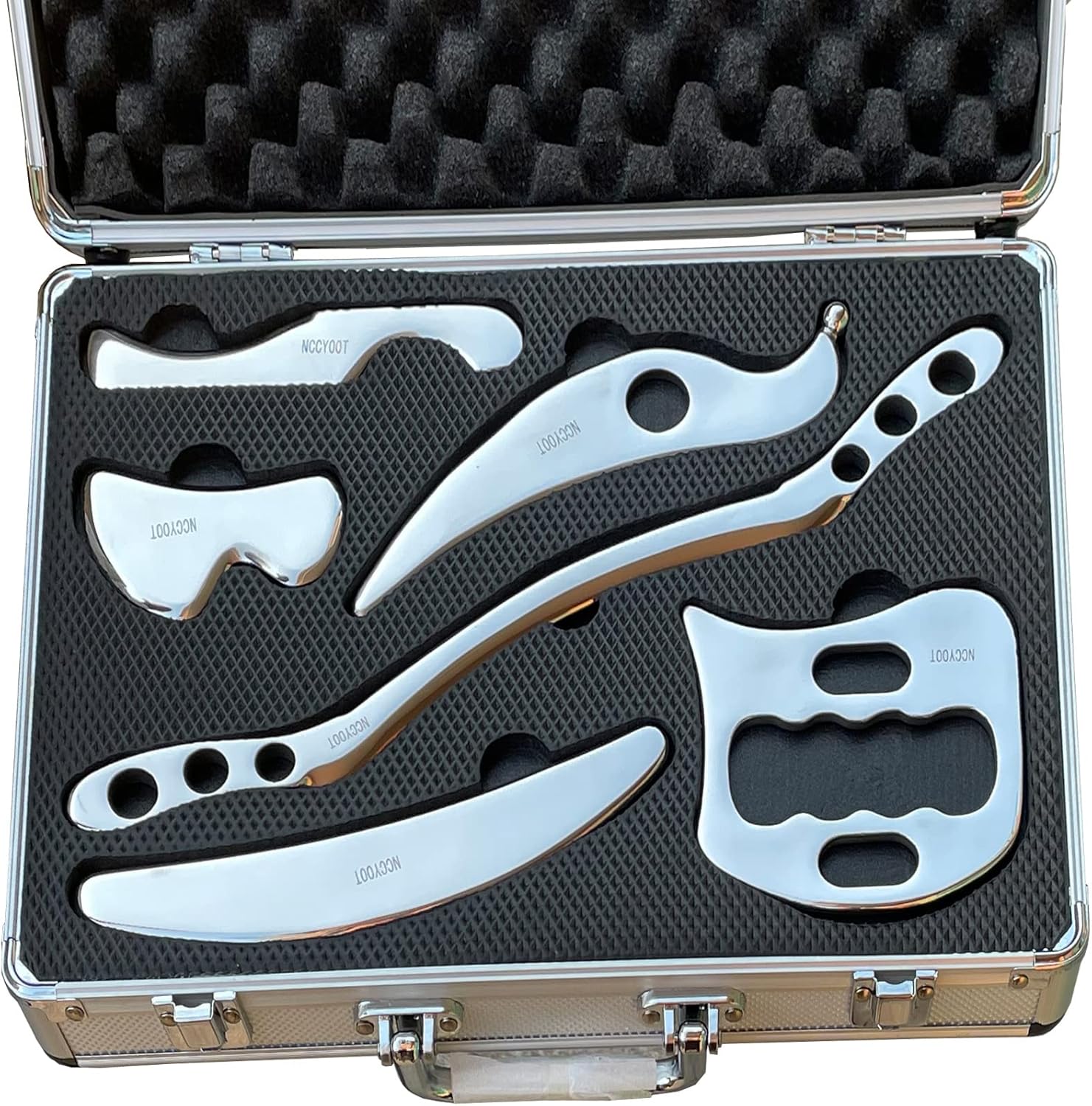 Gua sha Set, IASTM Tool Gua Sha Stainless Steel Muscle Scraper Set of 6 Picese for Soft Tissue Therapy and Reduce Arms,Legs,Back, Shoulder Muscle Pain(6 pcs)