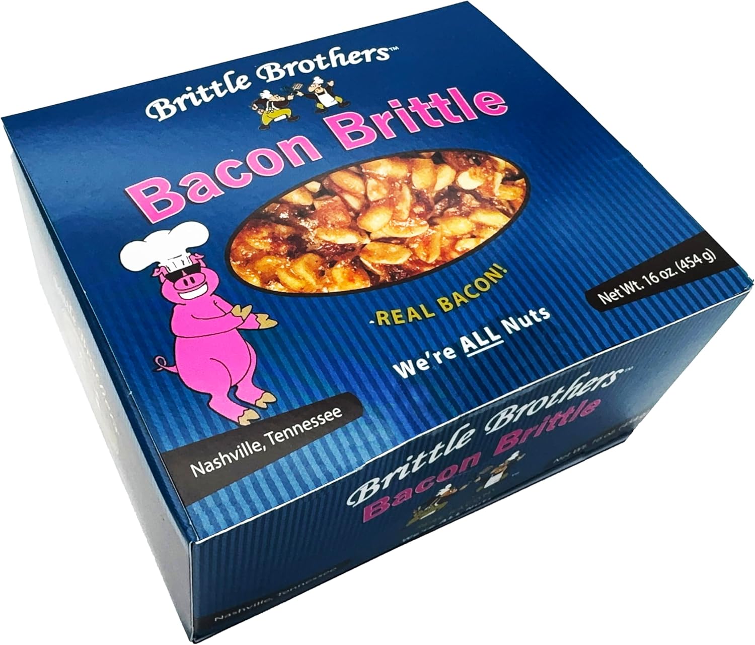 Brittle Brothers Bacon Peanut Brittle - 16 oz Gift Box - Gourmet Candy
