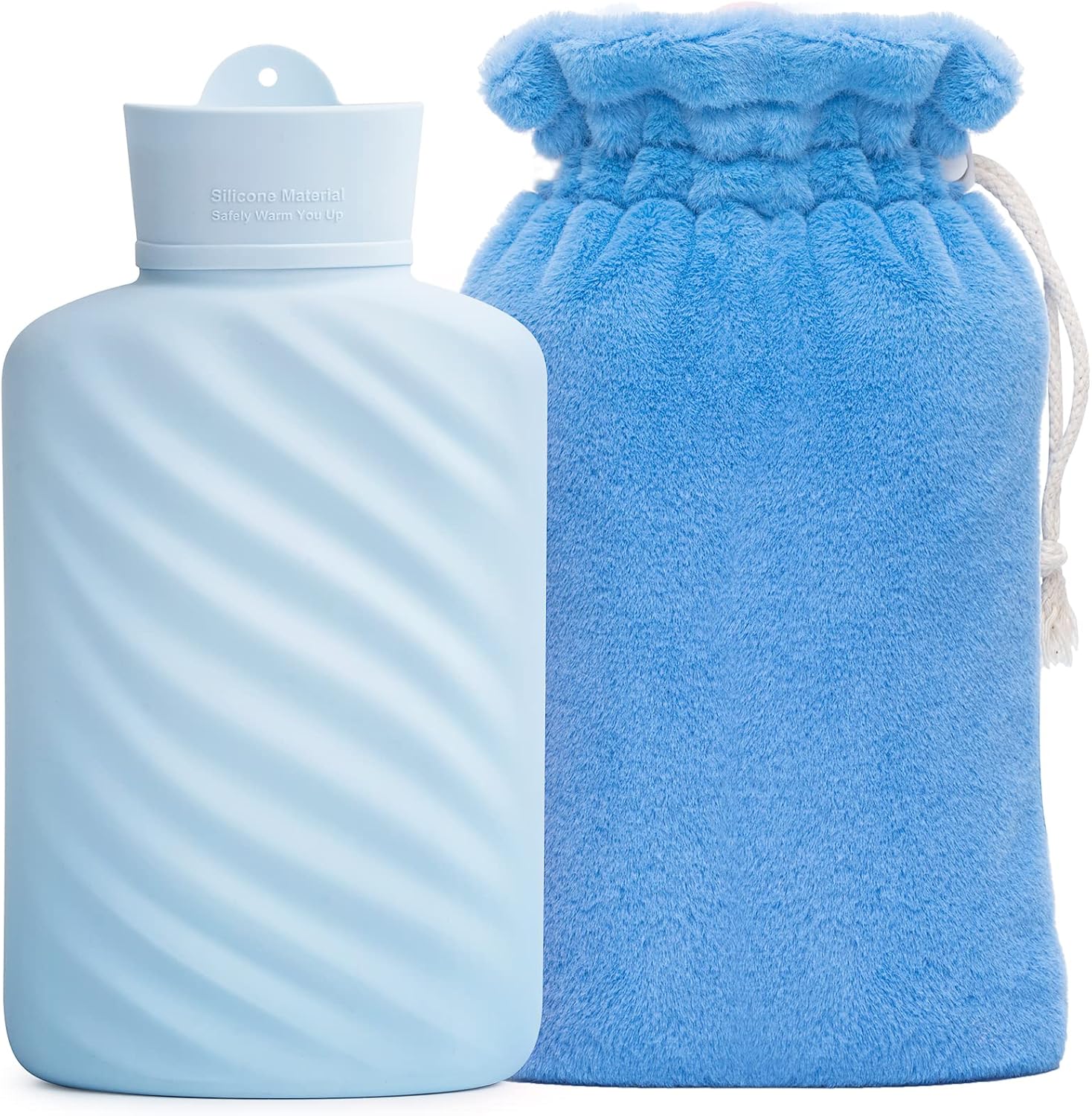 Microwaveable Silicone Hot Water Bottle with Cover(1 Liter), MEETRUE Innovative BPA-Free Silicone Hot Water Bag Hot Water Bottles for Pain Relief, Hot & Cold Therapies-Gift for Women Children Elderly
